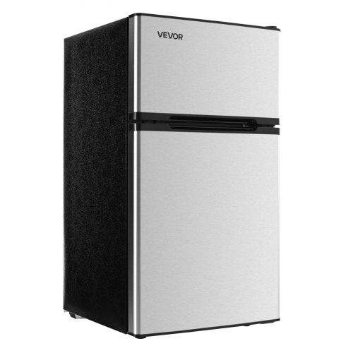 VEVOR Mini Fridge with Freezer, 3.2 Cu.Ft, Two Door Compact Refrigerator, Adjustable Temperature, Shelf, Energy Efficient Small Fridge, Reversible Doo