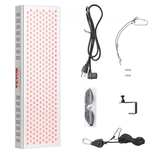 VEVOR Red Light Therapy for Whole Body, 300 Dual-Chip LEDS, 10Hz-40Hz Pulse, 3 Timing Setting, Red 660nm & Near Infrared 850nm Light Therapy Panel for