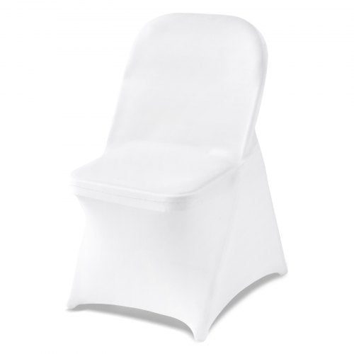 VEVOR 150 Pcs White Chair Covers, Polyester Spandex Chair Cover, Stretch Slipcovers for Wedding Party Dining Banquet Flat-Front Chair Covers, Fits Cha