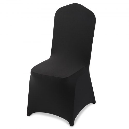 VEVOR 150 Pcs Black Chair Covers, Polyester Spandex Chair Cover, Stretch Slipcovers for Wedding Party Dining Banquet Flat-Front Chair Covers, Fits Cha