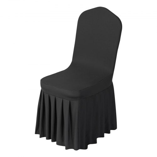 VEVOR 30 Pcs Black Chair Covers, Polyester Spandex Chair Cover, Stretch Slipcovers for Wedding Party Dining Banquet Flat-Front Chair Covers, Fits Chai