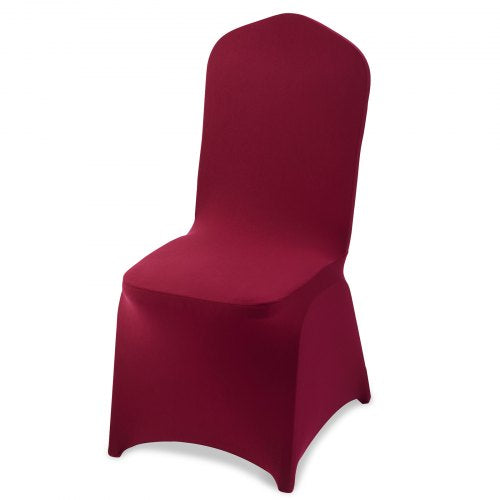 VEVOR 50 Pcs Burgundy Chair Covers, Polyester Spandex Chair Cover, Stretch Slipcovers for Wedding Party Dining Banquet Flat-Front Chair Covers, Fits C