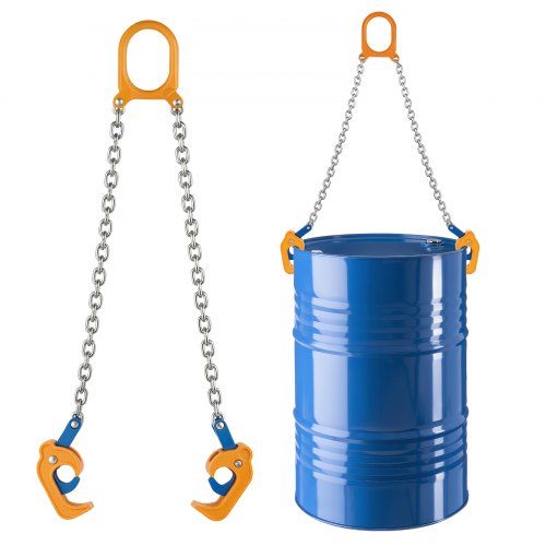 VEVOR Chain Drum Lifter, G80 Drum Lifting Chain Sling with Thickened Security Hook, 2000LBS Capacity, 1.6ft Long Sturdy Drums Handling Equipment, Carb
