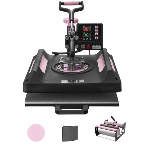 VEVOR Heat Press Machine, 15 x 15 inch, 5 in 1 Heat Transfer Machine with 30 oz Tumbler Press, 360° Swing Away Digital T-Shirt Pressing Machine, Teflo