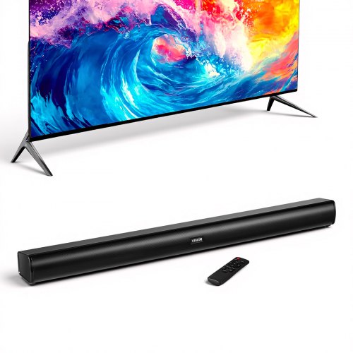 VEVOR Sound Bar for Smart TV, 2.1 Channel, 35-Inch Compact Soundbar TV Speakers with Built-In Subwoofer for Projector, Bluetooth AUX Connection, Easy