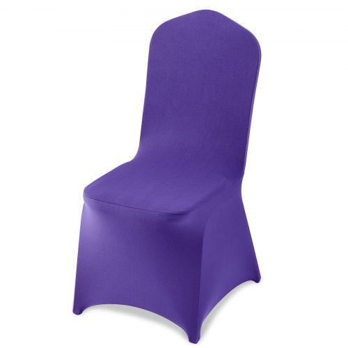 VEVOR 50 Pcs Purple Chair Covers, Polyester Spandex Chair Cover, Stretch Slipcovers for Wedding Party Dining Banquet Flat-Front Chair Covers, Fits Cha