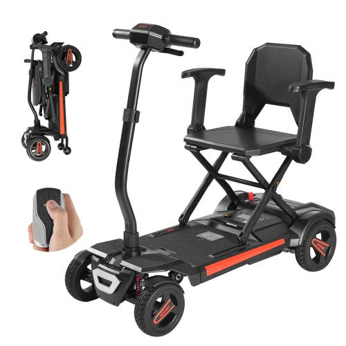 VEVOR 4-Wheel Electric Mobility Scooter for Adults & Seniors, Integrated Automatic Folding Mobility Scooter with Remote Control, NFC Keys & Long Range
