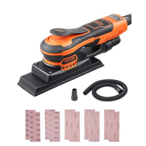 VEVOR Sheet Sander, 3-8 Sheet 3A EC Brushless Sander, Max. 10000RPM Variable Speed Sheet Finishing Sander with 10PCS Sandpapers and Vacuum Cleaner Ada