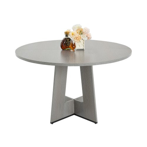 VEVOR Round Dining Table, 47 inch Wood Table for 4-6 Person, Farmhouse Circle Dinner Furniture, Rustic Leisure Tables with Thick Wooden Legs, for Home