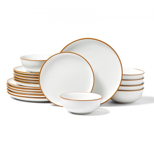 VEVOR Dinnerware Set, Service for 6 (18 PCS), Round Plates and Bowls Sets, Scratch Resistant Ceramic Dinner Ware, Dishwasher and Microwave Suitable Ki