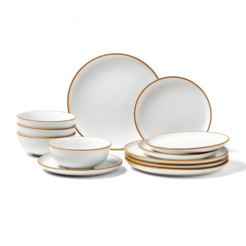 VEVOR Dinnerware Set, Service for 4 (12 PCS), Round Plates and Bowls Sets, Scratch Resistant Ceramic Dinner Ware, Dishwasher and Microwave Suitable Ki
