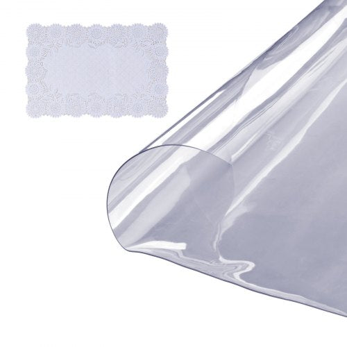 VEVOR Clear Table Cover Protector, 48 inch-1230 mm Round Table Cover, 1.5 mm Thick PVC Plastic Tablecloth, Waterproof Desktop Protector for Writing De