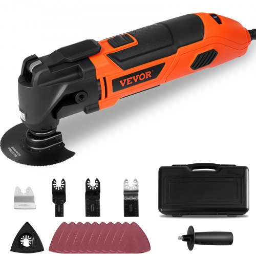 VEVOR Multitool Oscillating Tool Corded 2.5 Amp, Oscillating Saw Tool with LED Light, 6 Variable Speeds, 3.1° Oscillating Angle, 11000-22000 OPM, 16PC