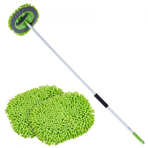 VEVOR Car Wash Brush, 62-Inch Extendable Car Washing Brush with Long Handle, Soft Chenille Fiber Car Wash Mop Mitt, 180° Rotatable Car Cleaning Brush