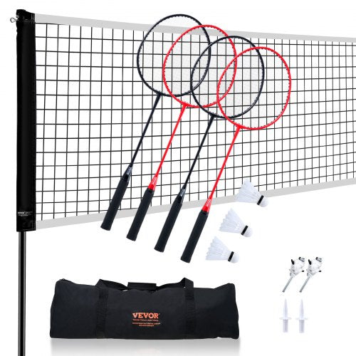 VEVOR Badminton Net Set, Outdoor Backyard Beach Park Badminton Net, Portable Badminton Equipment Set, Adults Kids Badminton Net with Poles, Carrying B