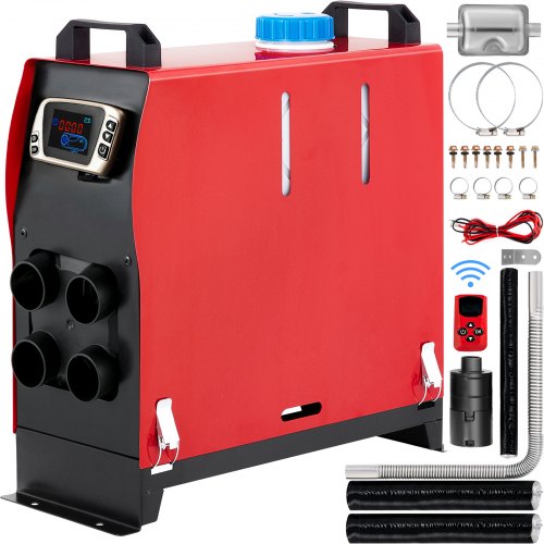 VEVOR Diesel Heater 12V Diesel Air Heater Muffler 5KW Diesel Air Heater 4 Holes with Remote Control &amp; LCD Thermostat Monitor for Car Trucks Motor-
