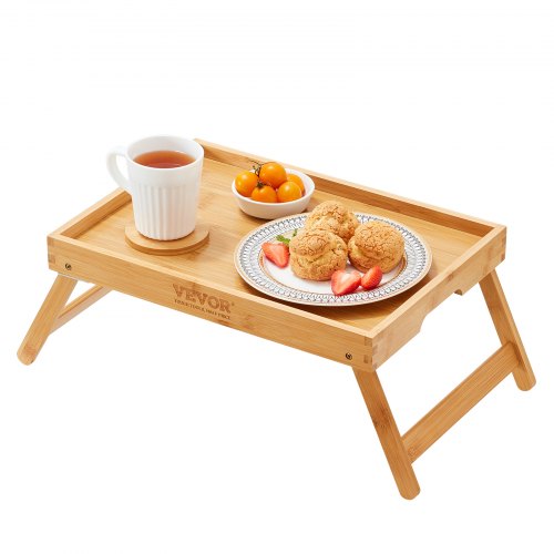 VEVOR Bed Tray Table with Foldable Legs, Bamboo Breakfast Tray for Sofa, Bed, Eating, Snacking, and Working, Folding Serving Laptop Desk Tray, Portabl