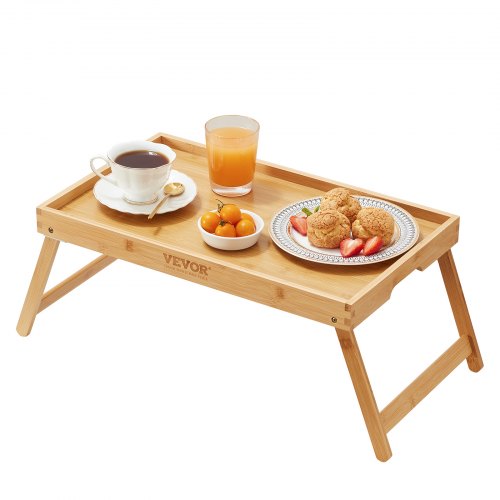 VEVOR Bed Tray Table with Foldable Legs, Bamboo Breakfast Tray for Sofa, Bed, Eating, Snacking, and Working, Folding Serving Laptop Desk Tray, Portabl