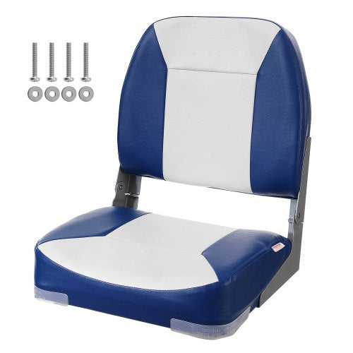 VEVOR Boat Seat, 18.9" Low Back Boat Seat, Folding Boat Chair with Thickened Sponge Padding and Hinge, Fold-Down Boat Captain Chair for Fishing Boat,