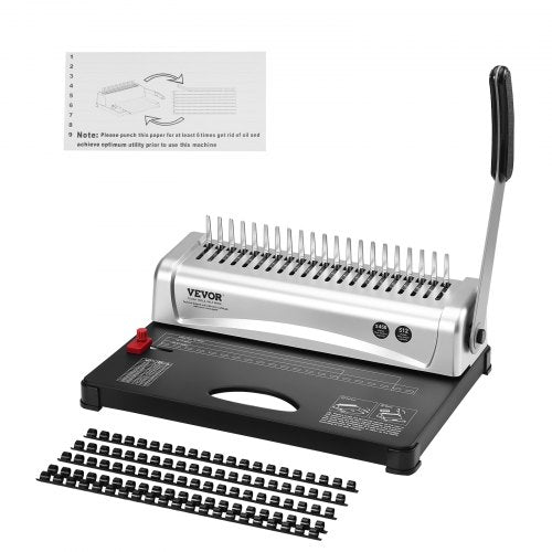 VEVOR Binding Machine, Comb Binding Machine 21-Holes Binding 450 Sheets, Book Binder Machine with 100 PCS 9.53 mm Comb Binding Spines, for Letter Size