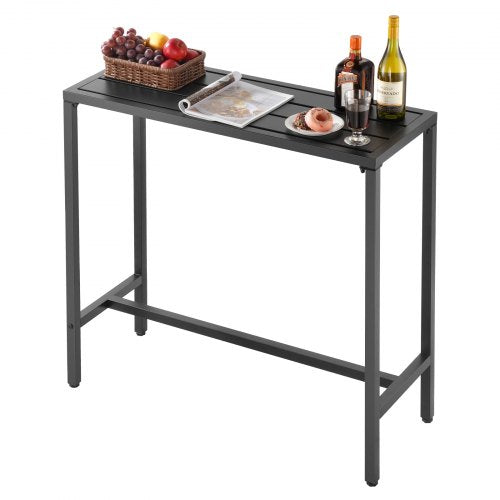 VEVOR Outdoor Bar Table, 39.4 x 15 in Patio Bar Table, Waterproof Top & Sturdy Metal Frame, Rectangle Counter Height Dining Tables, Outdoor Furniture