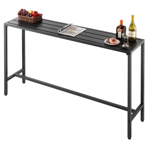 VEVOR Outdoor Bar Table, 63 x 15 in Patio Bar Table, Waterproof Top & Sturdy Metal Frame, Rectangle Counter Height Dining Tables, Outdoor Furniture fo