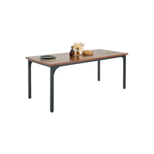 VEVOR Rectangle Dining Table, 71 inch Length Large Wood Tables for 6-8 Person, Farmhouse Dinner Furniture, Rustic Conference Desk with Iron Legs, for