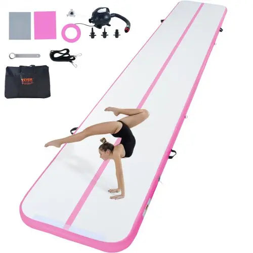 VEVOR Gymnastics Air Mat, 4 inch Thickness Inflatable Gymnastics Tumbling Mat, Tumble Track with Electric Pump, Training Mats for Home Use/Gym/Yoga/Ch Matron Inn