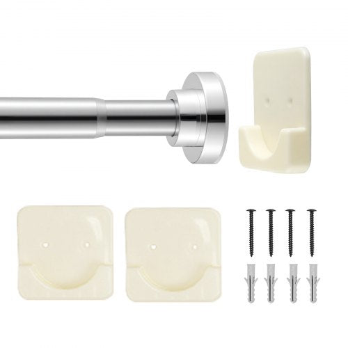VEVOR Shower Curtain Rod, 28-76 Inches, 1 Inch Diameter Adjustable Spring Tension Stainless Steel Telescoping Rod with Holders, No Drilling Non-Slip f