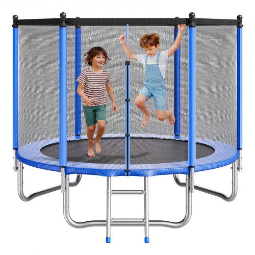 VEVOR Outdoor Trampoline, 8FT Round Recreational Trampoline with Enclosure Net, ASTM Approved, Heavy Duty Trampolines, Max 265 lbs Weight Capacity, An