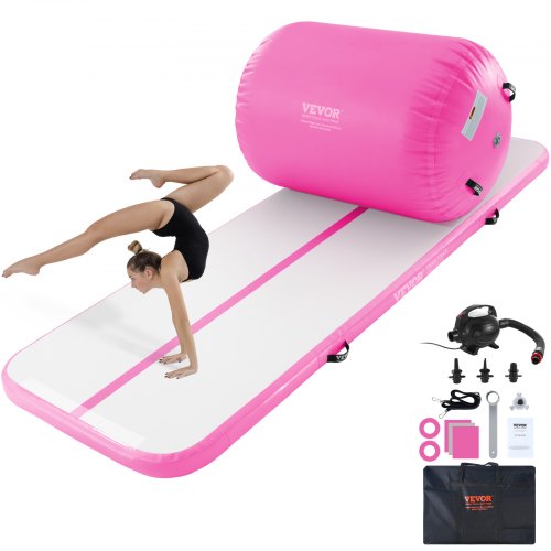 VEVOR Inflatable Gymnastics Air Mat Set, 2 PCS Tumbling Mat, Tumble Track with Electric Pump, Air Roller Barrel Gymnastics Equipment, Training Mats fo