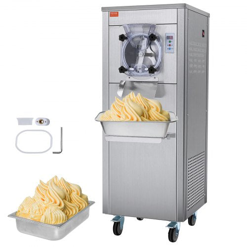 VEVOR Ice Cream Maker for Commercial Use, Produces 18 Liters per Hour, 1780W, Offers Single Flavor, Equipped with Wheels, 6L Stainless Cylinder, LED D