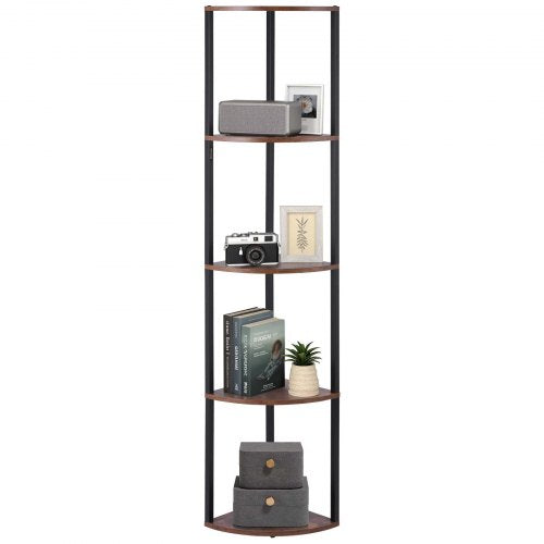 VEVOR 5 Tier Corner Shelf with LED Light, 64" Tall Corner Bookshelf with Storage Shelves for Collectibles, Display Shelf with Multi-color Lights Contr