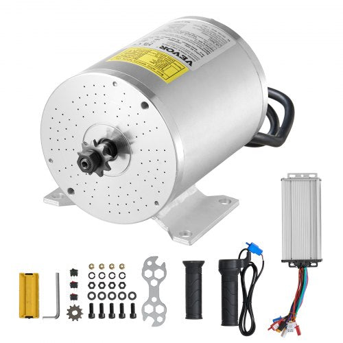 VEVOR 1800W Electric Brushless DC Motor Kit - 48V 4500rpm Motor with Upgraded Speed Controller and Throttle Grip Kit for Go Karts E-Bike Motorcycle Sc