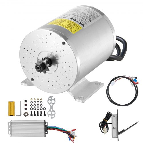 VEVOR 1800W Electric Brushless DC Motor Kit - 48V 4500rpm Motor with Upgraded Speed Controller and Foot Pedal Throttle Kit for Go Karts E-Bike Motorcy