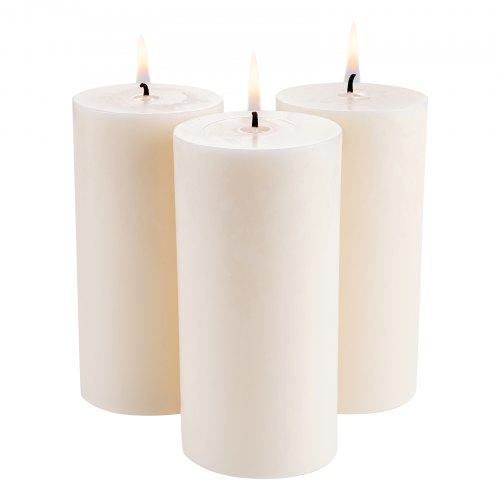 VEVOR 3 Pack White Unscented Pillar Candles, 65 Hours Long Burning Pillar Candle, 3 x 6 Inch Smokeless Unscented Candles, Natural Palm Wax Candles for