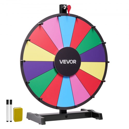 VEVOR 457 mm Spinning Prize Wheel, 14 Slots Spinning Wheel with Stand, Tabletop Win Fortune Roulette with a Dry Erase and 2 Markers, 6 Colors, Easy As
