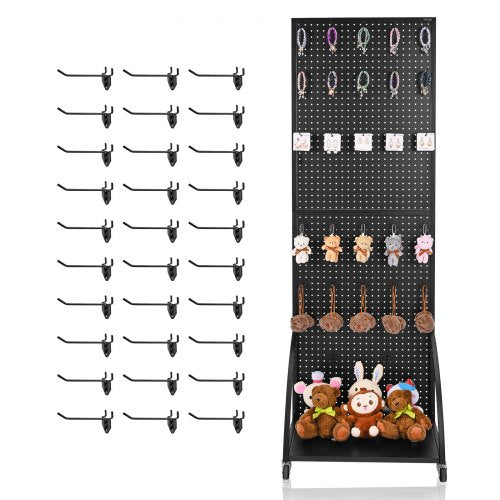 VEVOR Pegboard Display Stand, 17 x 13 Inch Tabletop Pegboard Display Stand with 15 Hooks, Thickened Cold-Rolled Steel Peg Board Panel for Grocery, Ret