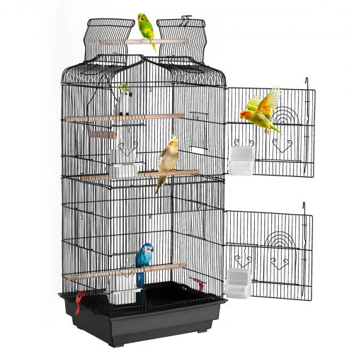 VEVOR 41-inch Open Top Large Parrot Bird Cage, Hanging Bird Cage for Parakeets Finches Canaries Lovebirds Cockatiels Budgies Small Quaker Conures Trav