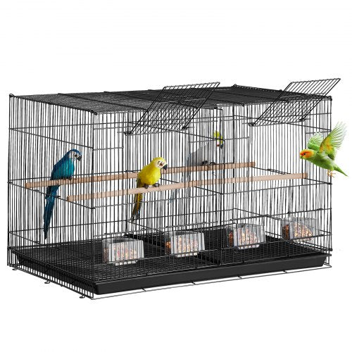 VEVOR 30-inch Flight Bird Cage, Stackable Divided Small Parakeet Cage for Parrots Canaries Cockatiels Lovebirds Finches Budgies Conures Macaws Pet Tra