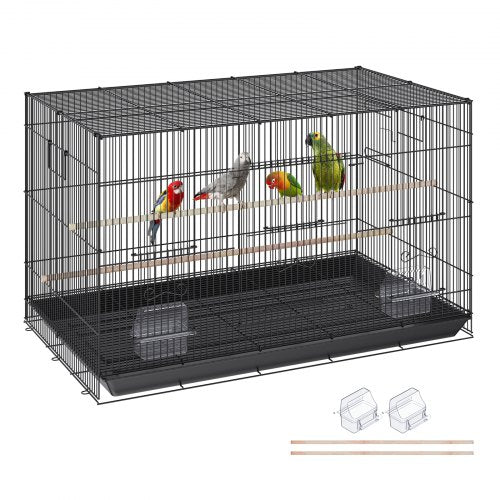 VEVOR 30 inch Bird Cage, Metal Large Parakeet Cages for Cockatiels Small Parrot Budgies Lovebirds Canaries, Pet Bird Cage with Rolling Stand and Tray