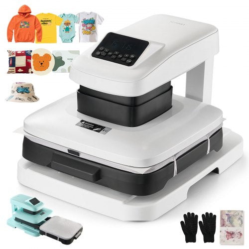 VEVOR Auto Heat Press Machine, 38 x 38 cm, T-Shirt Press Machine with Auto Release and Adjustable Pressure, Digital Display, Rapid Heating, for Sublim