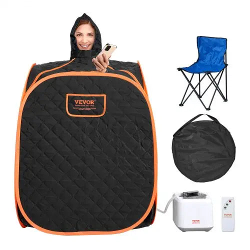 VEVOR Portable Personal Steam Sauna Spa Tent with 2L 1000 Watt Steam Generator, Includes Foldable Chair, Home Therapeutic Sauna Blanket for Detox Rela Matron Inn