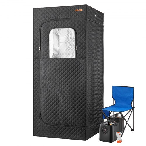 VEVOR Upgraded Portable Steam Sauna for Home, 1 Person Full Body Home Spa Tent with Steamer & 1 Foldable Chairs & Remote & Essential Oil Box,Heavy-Dut