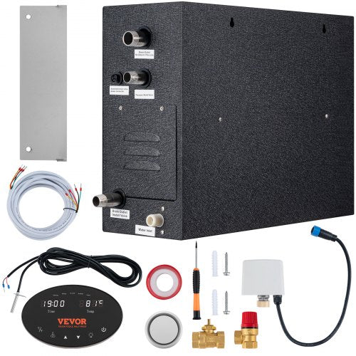 VEVOR Steam Shower Generator, 10.5 kW, Segmented Heating & Temperature Customization & 24h Timer Steam Bath Kit, Automatic Drainage Luxury Home Steam