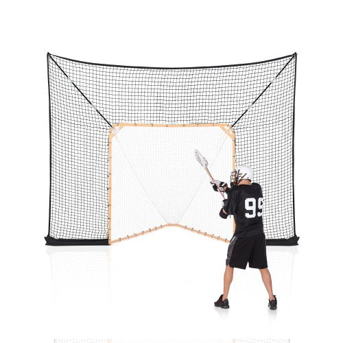 VEVOR Hockey and Lacrosse Goal Backstop, 12x9 ft Lacrosse Net with Extended Coverage, Quick Easy Setup Complete Accessories Training Net, Backyard Lac