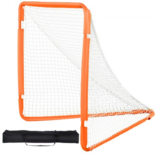 VEVOR Lacrosse Goal, 4' x 4' Small Kids Lacrosse Net, Folding Portable Lacrosse Goal with Carry Bag, Iron Frame Backyard Training Equipment, Quick & E