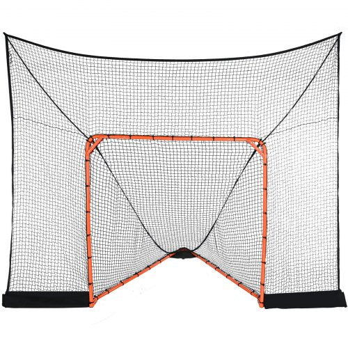 VEVOR Hockey and Lacrosse Goal Backstop with Extended Coverage, 12' x 9' Lacrosse Net, Complete Accessories Training Net, Quick Easy Setup Backyard La