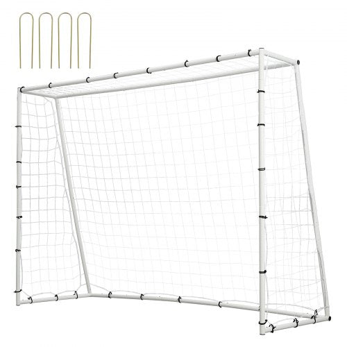 VEVOR Soccer Rebound Trainer, 8x6FT Iron Soccer Training Equipment, Sports Football Rebounder Wall with Double-Sided Rebounding Net & Goal, Perfect fo