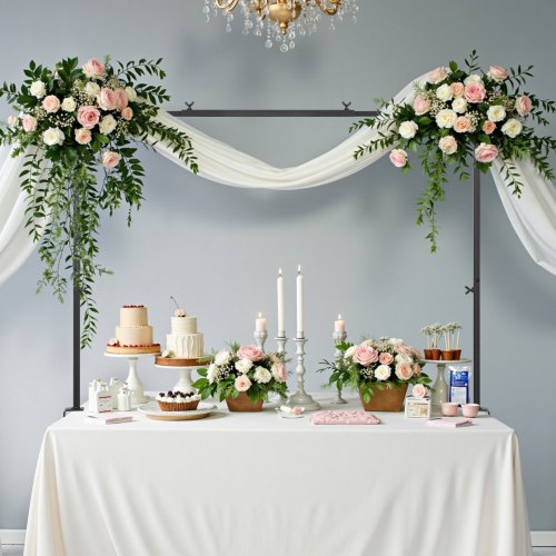 VEVOR Over The Table Rod Stand with Clamps, 13"-42" Tall & 28"-98" Length Adjustable, Metal Table Arch Stand, Tabletop Balloon Arch Frame for Wedding